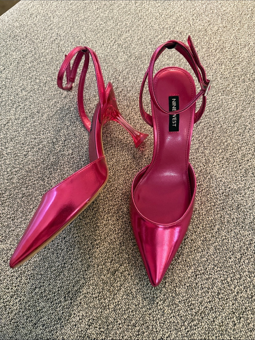 Nine West Metallic Hot Pink Pointed Slingback Heels